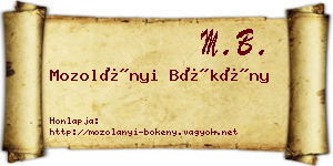 Mozolányi Bökény névjegykártya